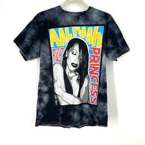Aaliyah R&B Princess Graphic Band Tee Black Tie Dye Medium NWOT